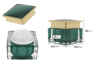 Barattolo acrilico di lusso da 30 ml per crema color smeraldo con guarnizione in plastica-2