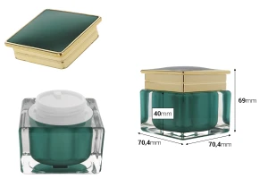 Barattolo acrilico di lusso da 50 ml per crema color smeraldo con guarnizione in plastica-2
