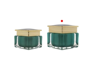 Barattolo acrilico di lusso da 50 ml per crema color smeraldo con guarnizione in plastica-5