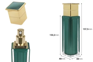 Flacon acrylique de luxe 100 ml couleur émeraude avec pompe crème et bouchon-2