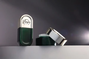 Flacon en verre de 40 ml, vert mat, avec pompe blanche et bouchon doré.-photo_dimensions