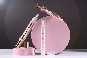 Acrylic tube - syringe 10 ml airless for cosmetic use in rose gold color with cap -image_group