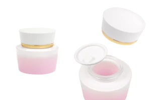 Pot en verre luxueux de 50 ml, de couleur blanc violacé, pour crème, avec couvercle en acrylique et joint en plastique.-photo_produit