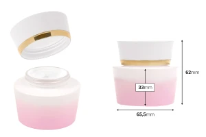 Pot en verre luxueux de 50 ml, de couleur blanc violacé, pour crème, avec couvercle en acrylique et joint en plastique.-photo_dimensions