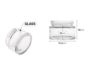 Βαζάκι για κρέμα γυάλινο 30 ml σε διάφορα χρώματα - χωρίς καπάκι-εικόνα_διαστάσεις