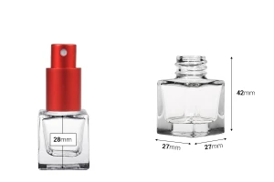 Γυάλινο μπουκάλι 5 ml διάφανο σε σχήμα κύβου και στόμιο PP18-2