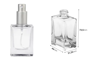 Γυάλινο μπουκαλάκι 30 ml διάφανο σε ορθογώνιο σχήμα με στόμιο 18/415-2