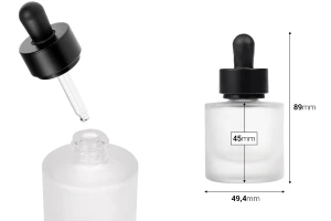 Flacone in vetro da 30 ml con contagocce nero opaco-dimensioni_immagine