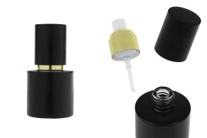 Matte black glass bottle 30 ml with gold spray and matte black cap-image_product