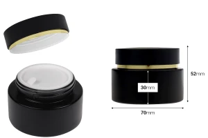 Γυάλινο μαύρο ματ βαζάκι 50 ml με μαύρο ματ καπάκι (με εσωτερικό παρέμβυσμα) και πλαστικό παρέμβυσμα-εικόνα_διαστάσεις
