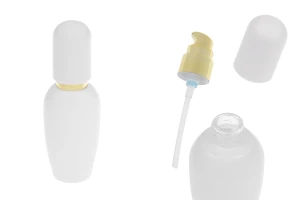 Flacone di lusso da 40 ml in bianco opaco con pompa per crema dorata e tappo bianco opaco-immagine_prodotto
