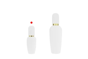 Flacone di lusso da 40 ml in bianco opaco con pompa per crema dorata e tappo bianco opaco-gruppo_immagini