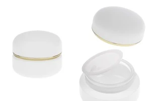 Barattolo da 30 ml in bianco opaco con coperchio a righe dorate (con guarnizione interna) e guarnizione in plastica-immagine_prodotto