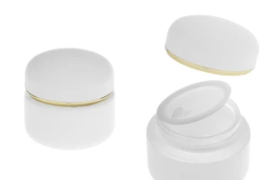 Barattolo da 50 ml in bianco opaco con coperchio a righe dorate (con guarnizione interna) e guarnizione in plastica-immagine_prodotto