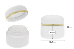 Barattolo da 50 ml in bianco opaco con coperchio a righe dorate (con guarnizione interna) e guarnizione in plastica-dimensioni_immagine