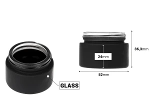 Γυάλινο βαζάκι για κρέμα 30 ml - χωρίς καπάκι σε διάφορα rubber χρώματα  -εικόνα_διαστάσεις