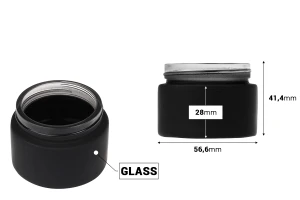 Γυάλινο βαζάκι για κρέμα 50 ml - χωρίς καπάκι σε διάφορα rubber χρώματα-εικόνα_διαστάσεις