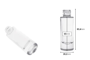 Γυάλινο διάφανο μπουκαλάκι 15 ml κυλινδρικό-εικόνα_διαστάσεις