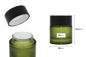 Pot de 30 ml vert mat avec couvercle noir (avec joint intérieur) et opercule en plastique-photo_dimensions