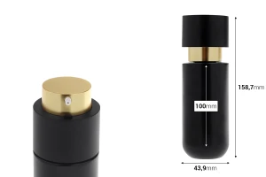 Μπουκαλάκι 100 ml με χρυσή αντλία για κρέμα και καπάκι-εικόνα_διαστάσεις