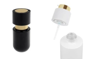 Flacon en verre de 30 ml avec pompe dorée pour crème-photo_produit