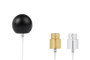 Set – Aluminium-Sprühkopf und schwarze Kugelkappe (groß) für Flaschen mit 15/400-Auslauf-produktbild