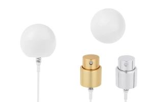 Set composto da spruzzatore in alluminio e tappo sferico bianco (grande) per flaconi con beccuccio 15/400.-εικόνα_προϊοντική