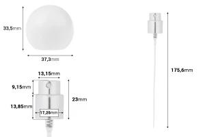 Set – Aluminium-Sprühflasche und weiße Kugelkappe (groß) für Flaschen mit 15/400-Auslauf-bildabmessungen