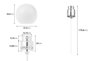 Spray con tappo sferico bianco opaco (grande) per flaconi di profumo con chiusura di sicurezza a crimpare da 15 mm-dimensioni_immagine