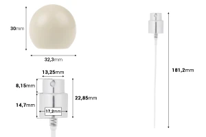 Set - aluminum spray and beige spherical cap (small) for bottles with 15/400 spout-image_dimensions