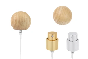 Set - spruzzatore in alluminio e tappo sferico in legno (colore chiaro) per flaconi con beccuccio 15/400-εικόνα_προϊοντική