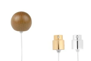 Spray with wooden (dark) spherical cap for perfume bottles with 15 mm crimp safety closure-image_product