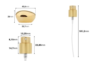 Set composto da vaporizzatore in alluminio e tappo dorato di lusso per flaconi con beccuccio 15/400.-dimensioni_immagine