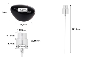 Σετ - σπρέι αλουμινίου και μαύρο καπάκι πολυτελείας για μπουκάλια με στόμιο 15/400-εικόνα_διαστάσεις