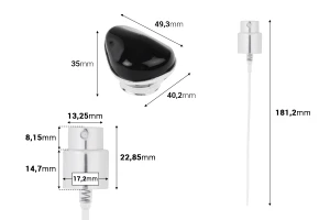 Ensemble - vaporisateur en aluminium et bouchon de luxe pour flacons de parfum avec bec verseur 15/400-photo_dimensions