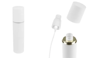 Μπουκαλάκι 100 ml σε λευκό ΜΑΤ χρώμα με ασημί ή χρυσή ρίγα, με σπρέι και λευκό ΜΑΤ καπάκι-1