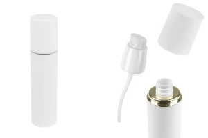 Μπουκαλάκι 100 ml σε λευκό ΜΑΤ χρώμα με ασημί ή χρυσή ρίγα, με αντλία κρέμας και λευκό ΜΑΤ καπάκι-1
