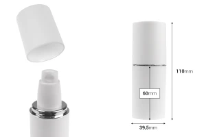 Μπουκαλάκι 30 ml σε λευκό ΜΑΤ χρώμα με ασημί ή χρυσή ρίγα, με αντλία κρέμας και λευκό ΜΑΤ καπάκι-2