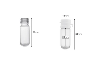 Φιαλίδιο 2 ml γυάλινο, με πλαστικό καπάκι ασφαλείας για δειγματισμό, φάρμακα και ομοιοπαθητικά - 25 τμχ-2
