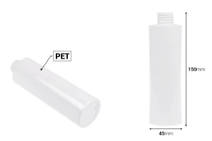 Flacon de 200 ml PET de couleur blanche ou transparente (PP24)-photo_dimensions