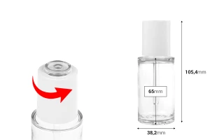 Πλαστικό (PETG) μπουκαλάκι 50 ml με λευκό σταγονόμετρο με κουμπί (διάφανο)-εικόνα_διαστάσεις