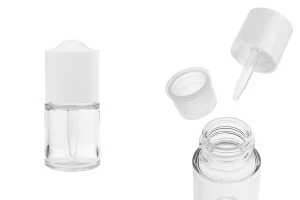 Πλαστικό (PETG) μπουκαλάκι 20 ml με λευκό σταγονόμετρο με κουμπί και αποστραγγιστήρα -εικόνα_προϊοντική