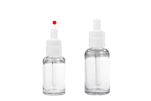 Flacon en plastique transparent (PETG) de forme cylindrique de 30 ml avec compte-gouttes blanc-photo_groupe