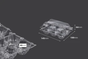 Mbajtëse plastike vezësh 6 vende me dimensione 145x100x64 mm - 200 copë-imazh_dimensione