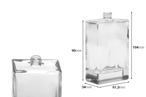 Γυάλινη φιάλη αρωμάτων 100 ml σε ορθογώνιο σχήμα με στόμιο 15/400-εικόνα_διαστάσεις