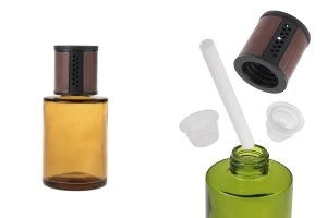 Flacon en verre de 120 ml - diffuseur d'arômes pour voiture avec couvercle, bouchon et bâtonnet de coton-photo_produit