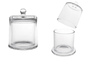 Διακοσμητική γυάλινη φοντανιέρα 390 ml με καπάκι καμπάνα-εικόνα_προϊοντική