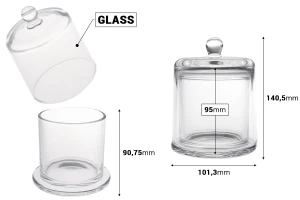 Διακοσμητική γυάλινη φοντανιέρα 390 ml με καπάκι καμπάνα-εικόνα_διαστάσεις