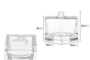 Μπουκάλι αρωμάτων 50 ml σε σχήμα κύβου με κλείσιμο ασφαλείας crimp 15 mm-εικόνα_διαστάσεις