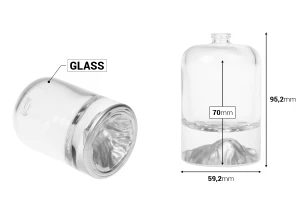 Luxury glass perfume bottle 30 ml with 15 mm crimp safety closure and painted bottom-image_dimensions